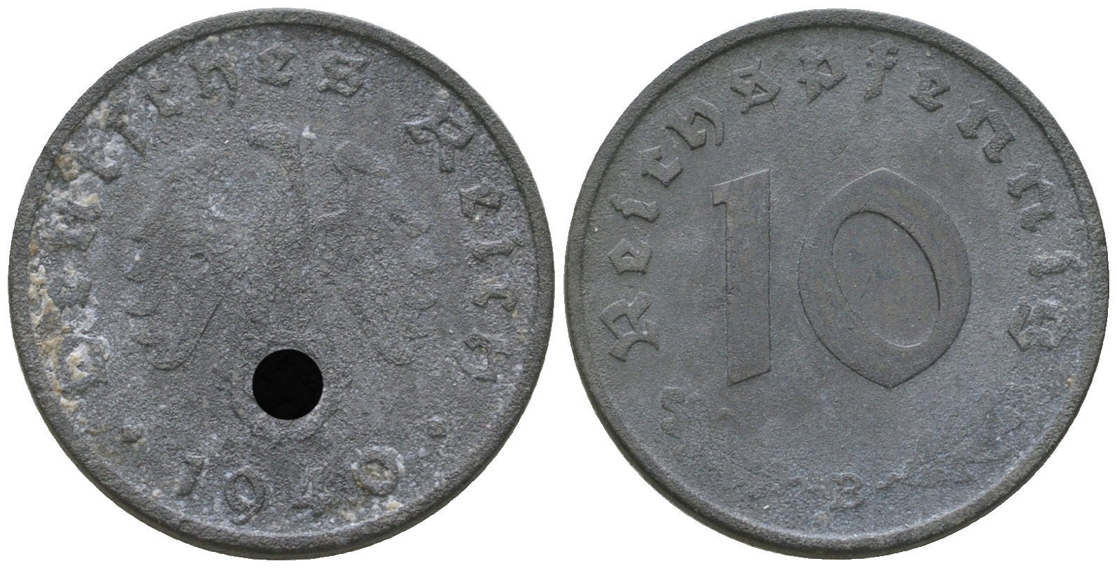 Германия 10 рейхспфеннигов 1940 B KM 101, J. 371 цинк    3459-554