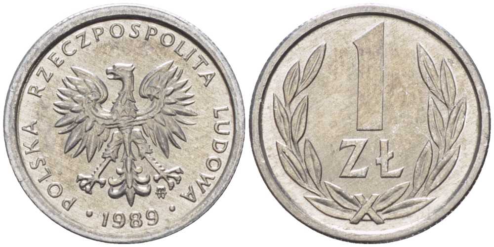 Польша 1 злотый 1989 MW KM 49.3, Parchimowicz 215a алюминий 201-528