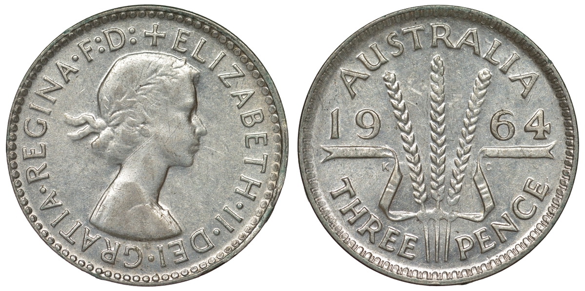 Австралия 3 пенса 1964 Елизавета II (1952-2022) KM 57 серебро 71-969