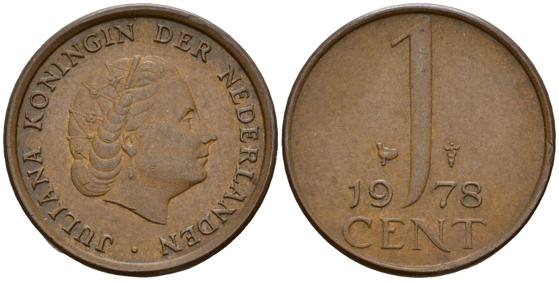 Нидерланды 1 цент 1978 Юлиана (1949-1980) KM 180 бронза    4598-263