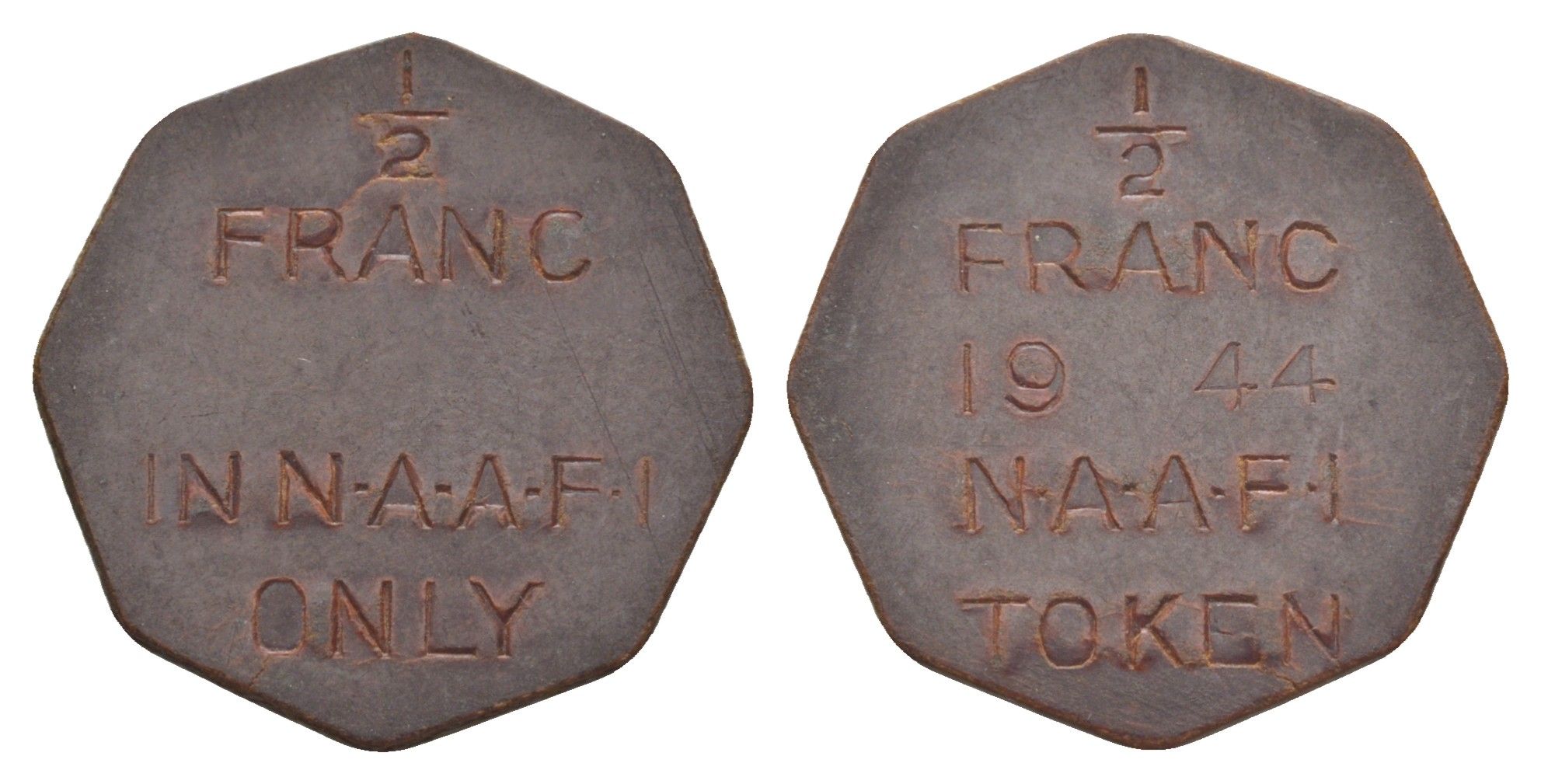 Великобритания, NAAFI (военно-морской флот) 1/2 франка ND (1944) бакелит 1522-1215