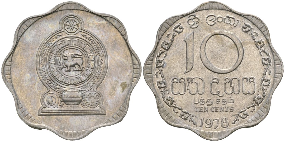 Шри-Ланка 10 центов 1978 KM 140a алюминий 4135-1155