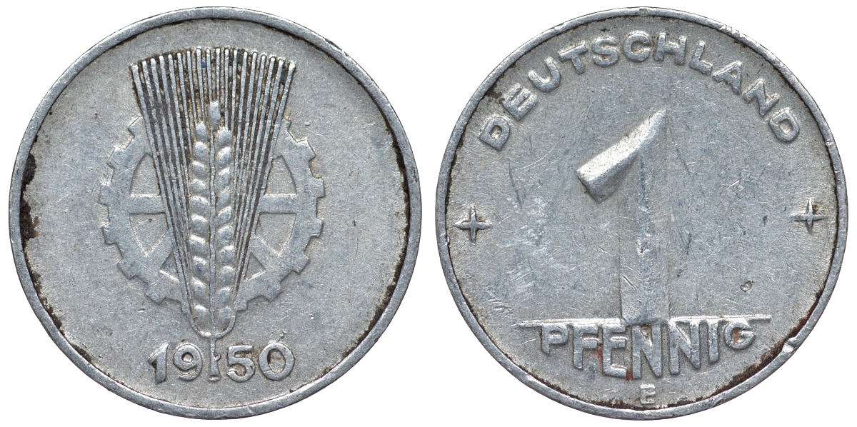 ГДР 1 пфенниг 1950 E KM 1 алюминий 4118-1026
