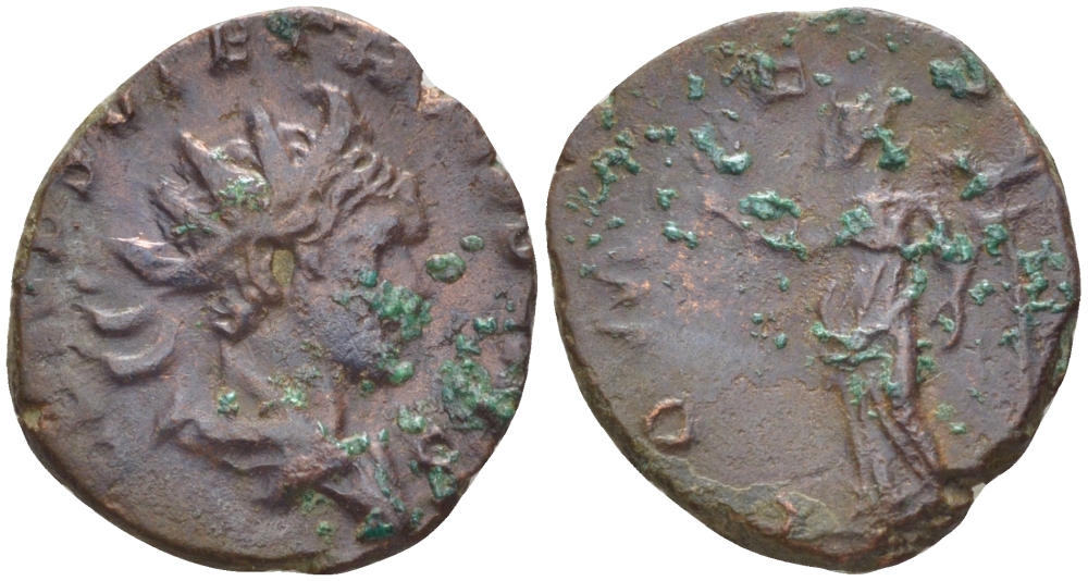 Римская Империя (императоры в Галлии) антониниан 272 - 274 Тетрик II. COMES AVG, Виктория с венком и пальмовой ветвью, Августа Треверов, Very fine RIC 224 биллон 1073-13-112