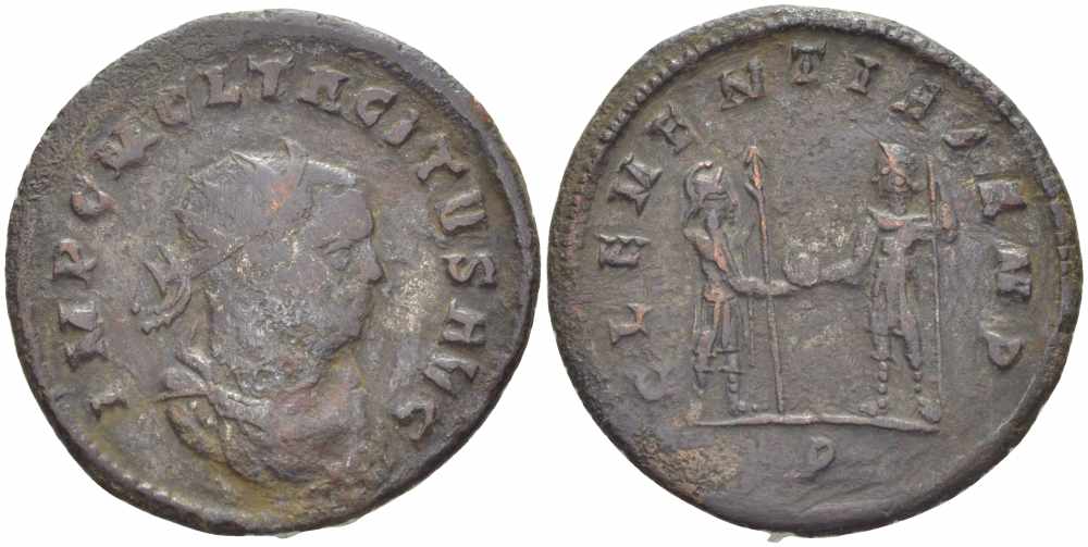 Римская Империя аврелианиан 276 Тацит CLEMENTIA TEMP Кизик Very fine LV 2409-10 бронза 1073-16-94