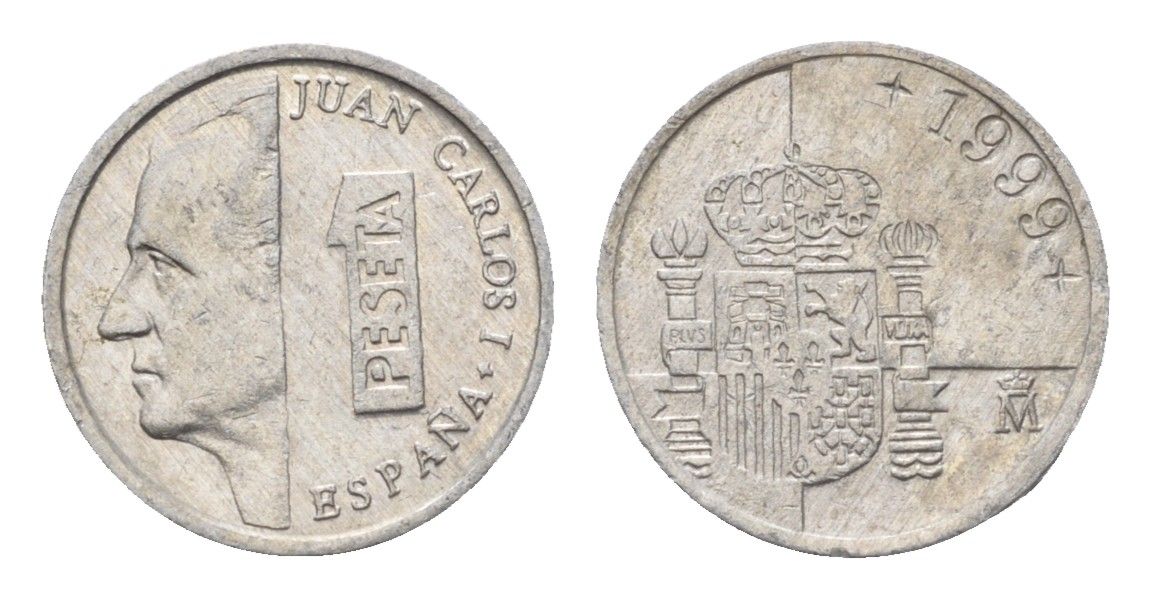 Испания 1 песета 1999 M, Хуан Карлос I (1975-2014) KM 832 алюминий 4684-1111