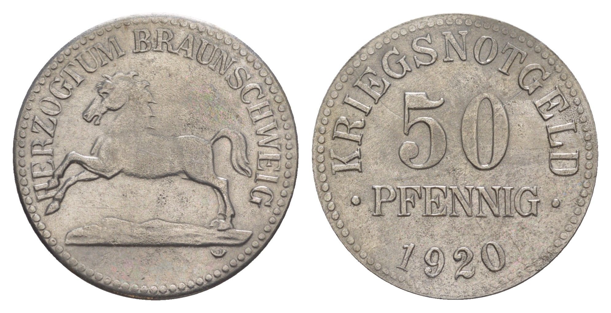 Брауншвейг 50 пфеннигов 1920 Funck 56.6, Men05 3454.12, Men18 4388.12 железо 4638-125