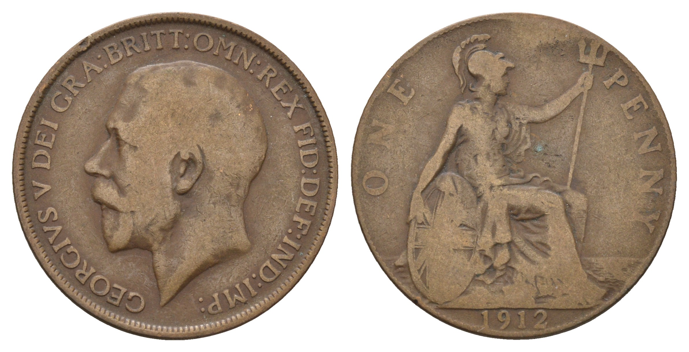 Великобритания 1 пенни 1912 Георг V (1910-1936) KM 810, Spink 4051 бронза 4680-821