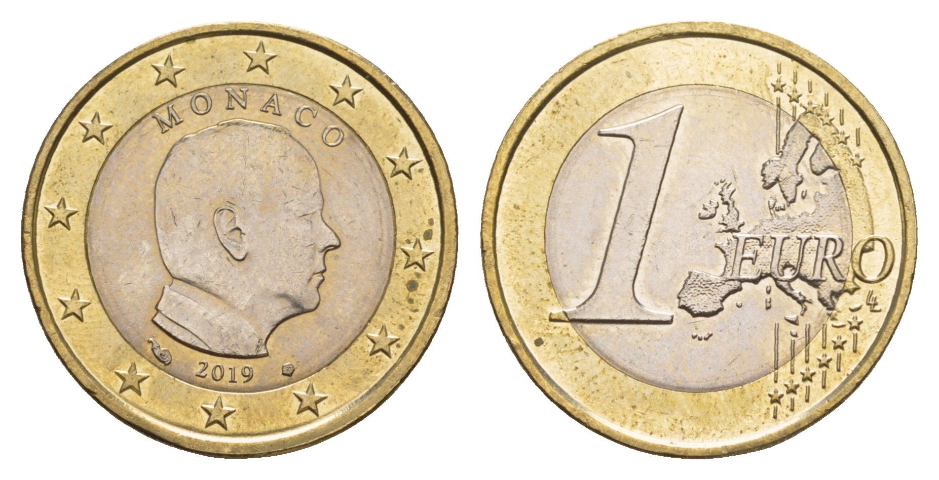 Монако 1 евро 2019 KM 194 биметалл UNC 4654-814