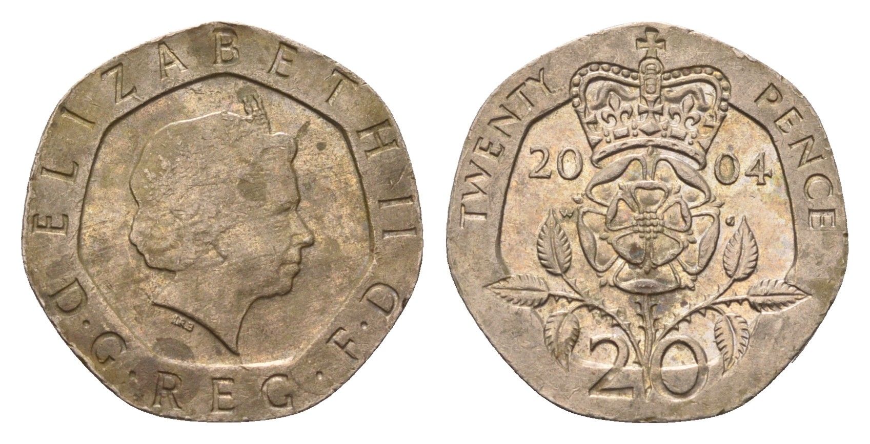 Великобритания 20 пенсов 2004 Елизавета II (1952-2022) KM 990, Spink 4630 (G3) медно-никель 4696-856