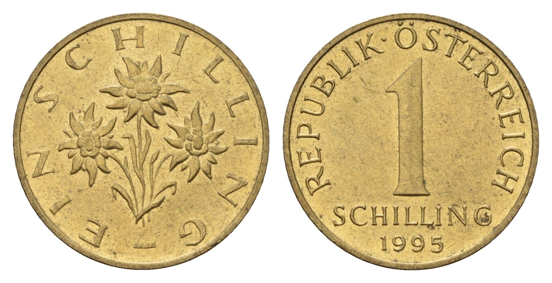 Австрия 1 шиллинг 1995 KM 2886 алюминиевая бронза 3856-141