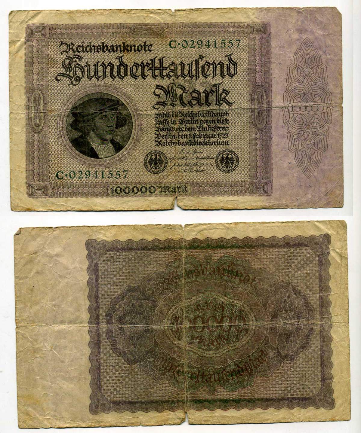 Германия 100000 марок 1923 без Т под портретом Pick 83 a  бумага   8610-27-1-2