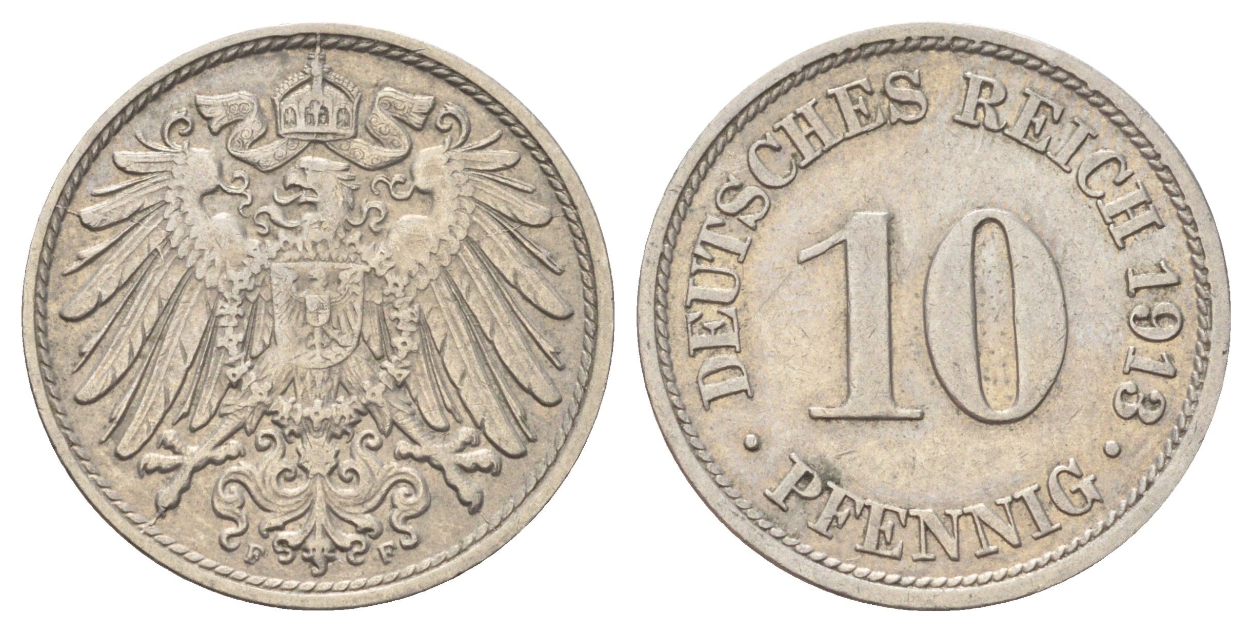 Германия 10 пфеннигов 1913 F KM 12, J. 13 медно-никель 4701-1136