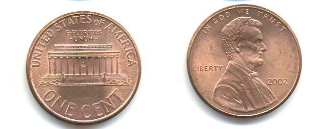 США 1 ЦЕНТ 2002 ЛИНКОЛЬН KM 201b цинк плакированный медью 86-436