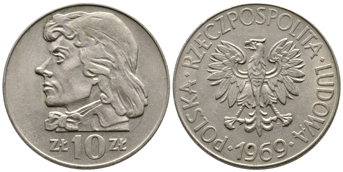 Польша 10 злотых 1969 MW, Тадеуш Костюшко KM 50a медно-никель 4610-941