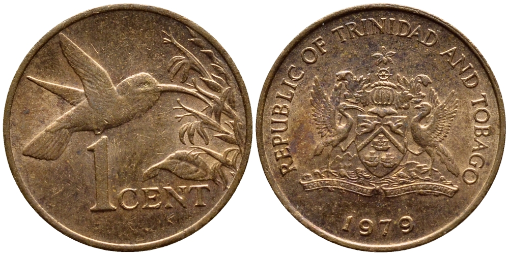 Тринидад и Тобаго 1 цент 1979 колибри KM 29 бронза 4396-968