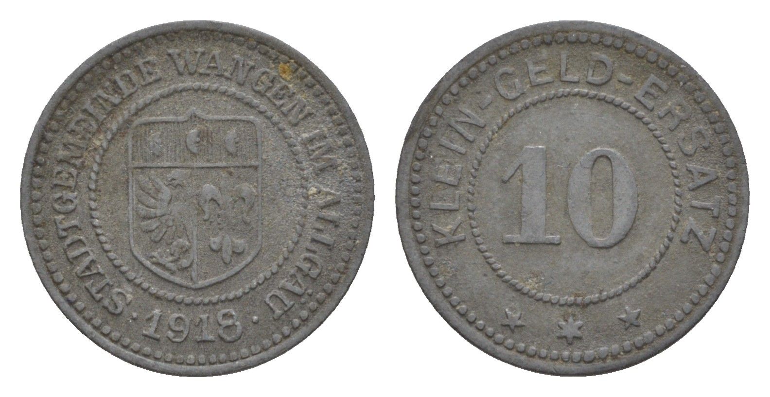 Альгой 10 пфеннигов 1918 Funck 572.2, Men05 26036.2, Men18 32755.2 цинк 4448-755