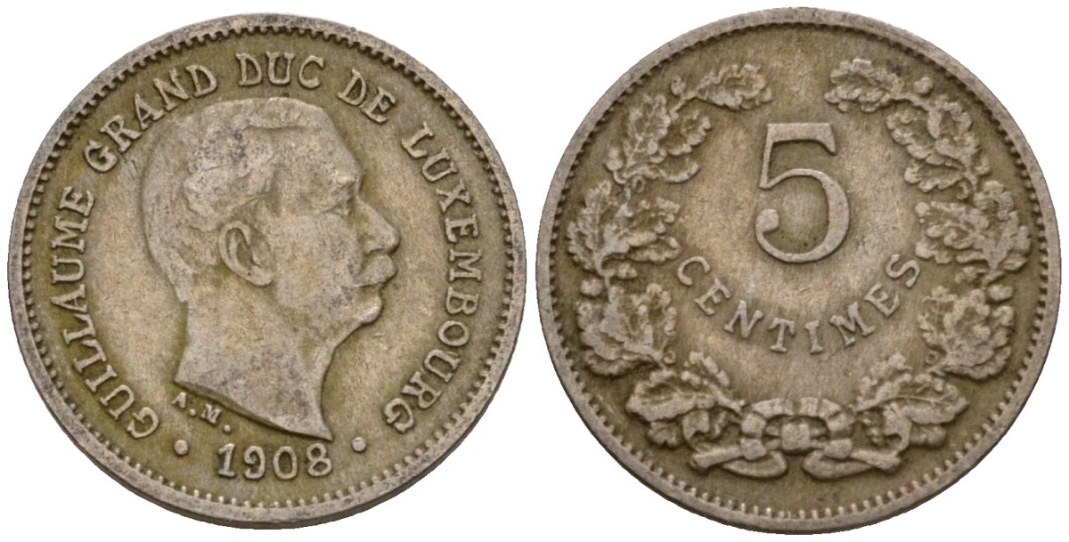 Люксембург 5 сантимов 1908 Вильгельм IV (1905-1912) KM 26 медно-никель 4602-344