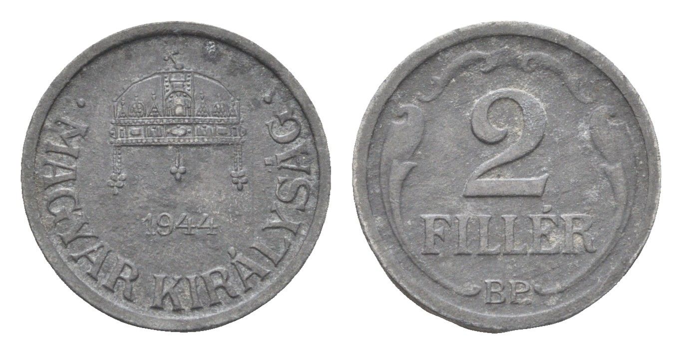 Венгрия 2 филлера 1944 BP KM 519 цинк 4665-563