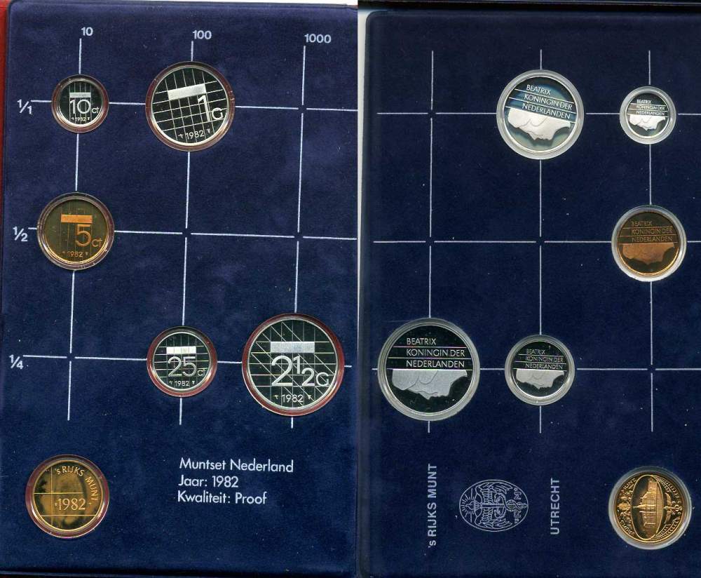 Нидерланды госнабор из 5 монет + жетон 1982 медно-никель PROOF 7-5-1-27