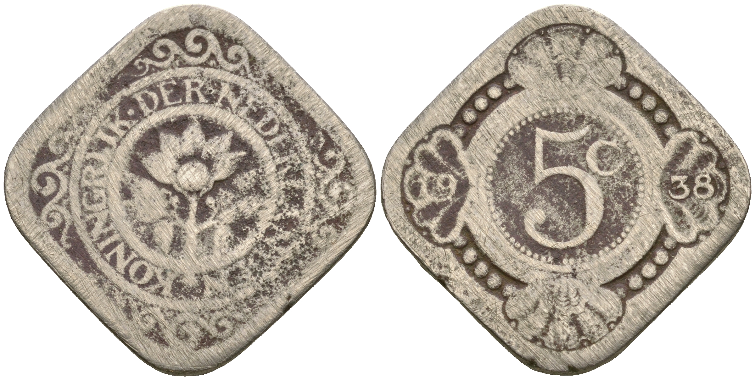 НИДЕРЛАНДЫ 5 ЦЕНТОВ 1938 KM 153 медно-никель 4364-3555