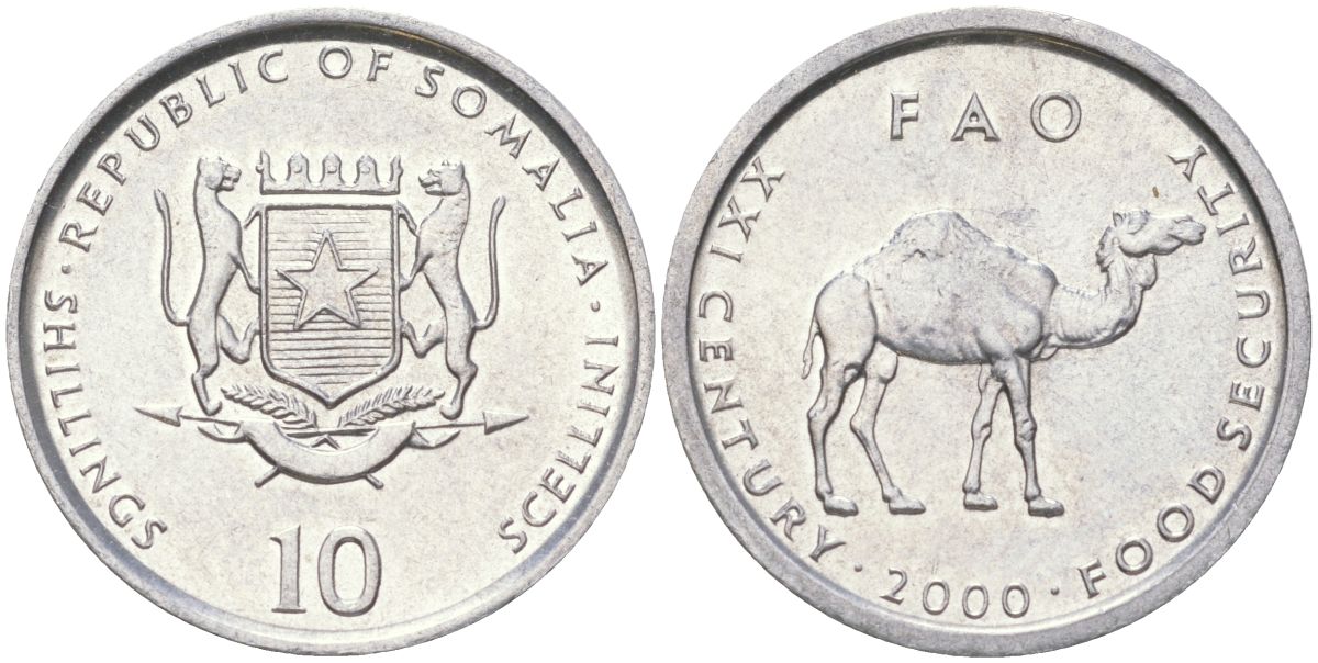 Сомали 10 шиллингов 2000 FAO, продовольственная программа, верблюд KM 46 алюминий UNC 4614-247