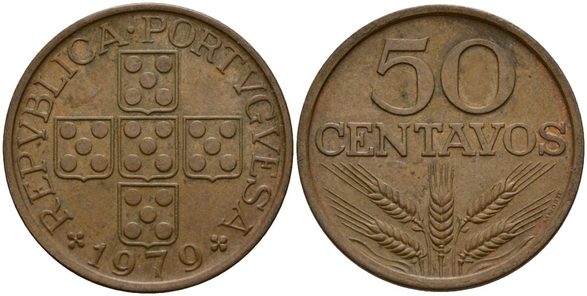 Португалия 50 сентаво 1979 KM 596 бронза 4156-535
