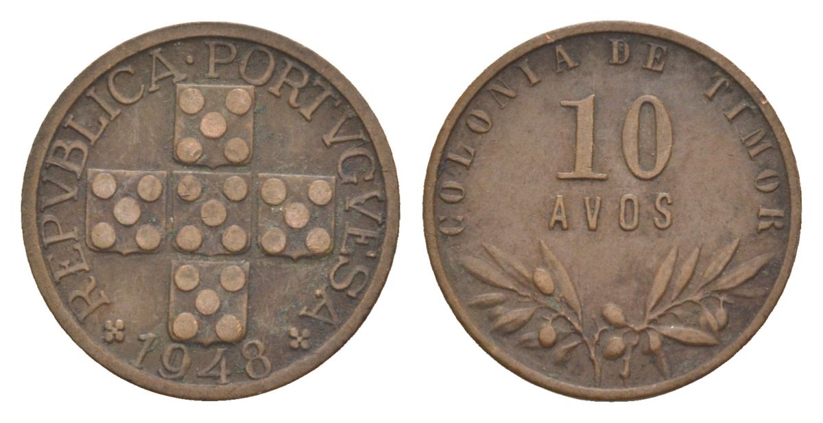 Португальский Тимор 10 аво 1948 KM 5 бронза 3711-1225