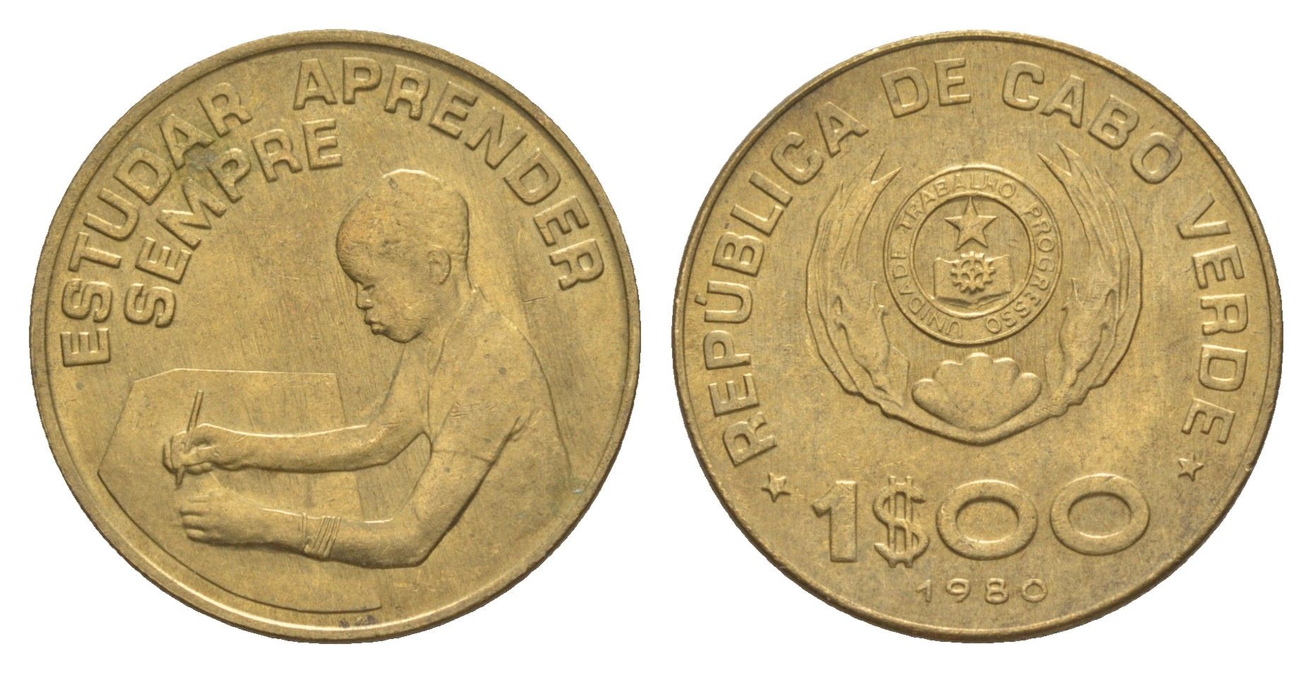 Кабо-Верде 1 эскудо 1980 KM 17 никель латунь UNC 4177-614