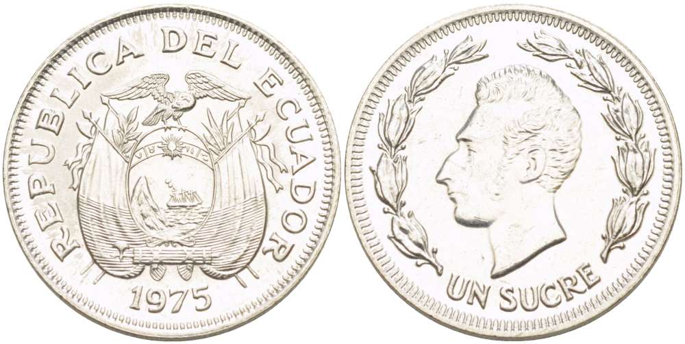 ЭКВАДОР 1 СУКРЕ 1975 АНТОНИО ХОСЕ де СУКРЕ KM 83 сталь плакированная никелем 4519-611
