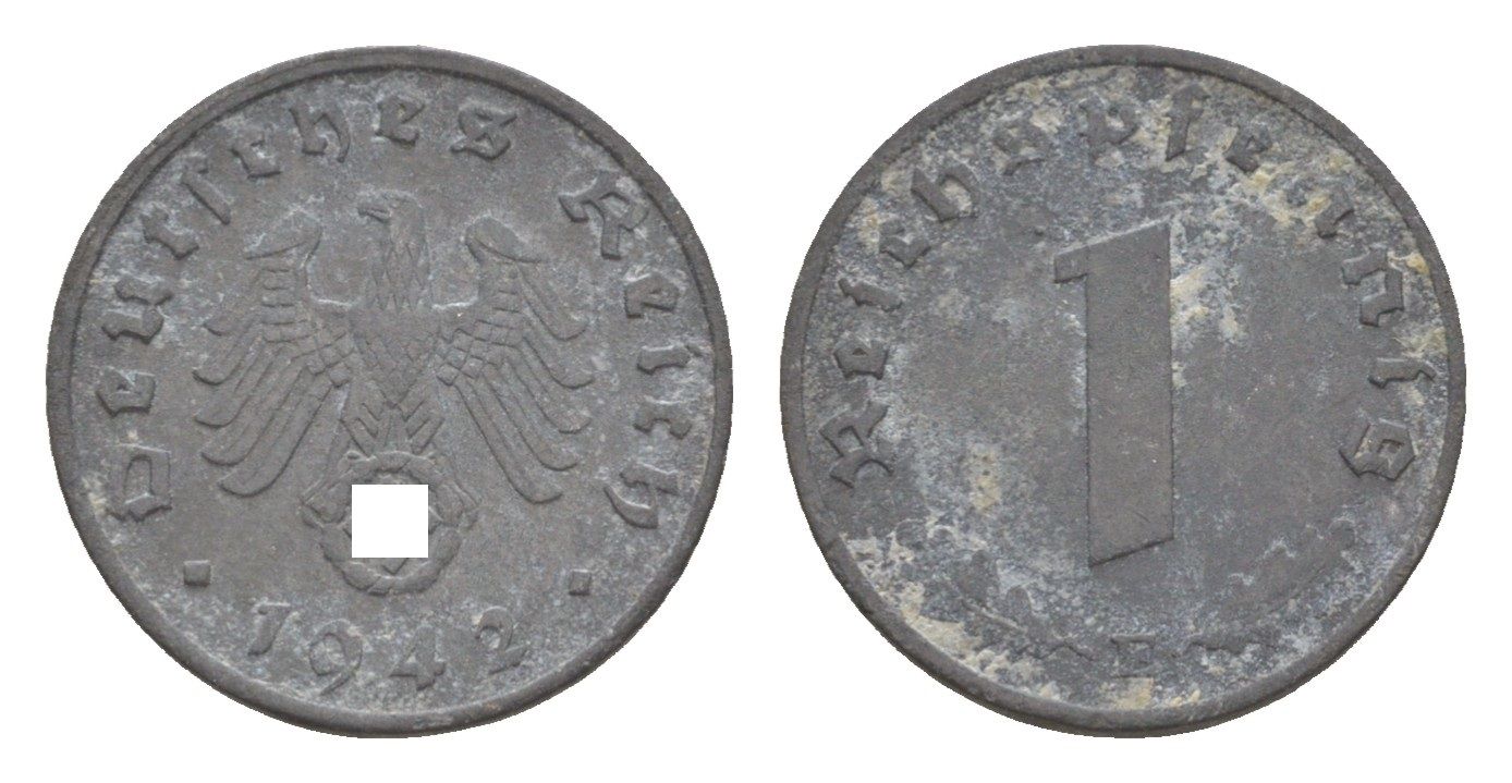 Германия 1 рейхспфенниг 1942 E KM 97, J.369 цинк 4613-448