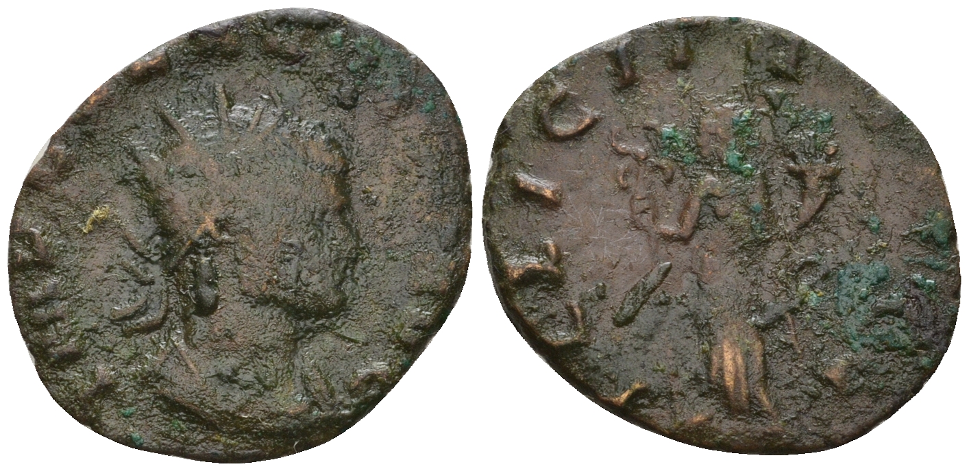 Римская Империя антониниан 269 Клавдий II Готский, IMP C CLAVDIVS P F AVG, бюст императора / FELIC TEMPO, Фелицитата, персонификация Счастья, Медиолан RIC 145 биллон 1073-25-37