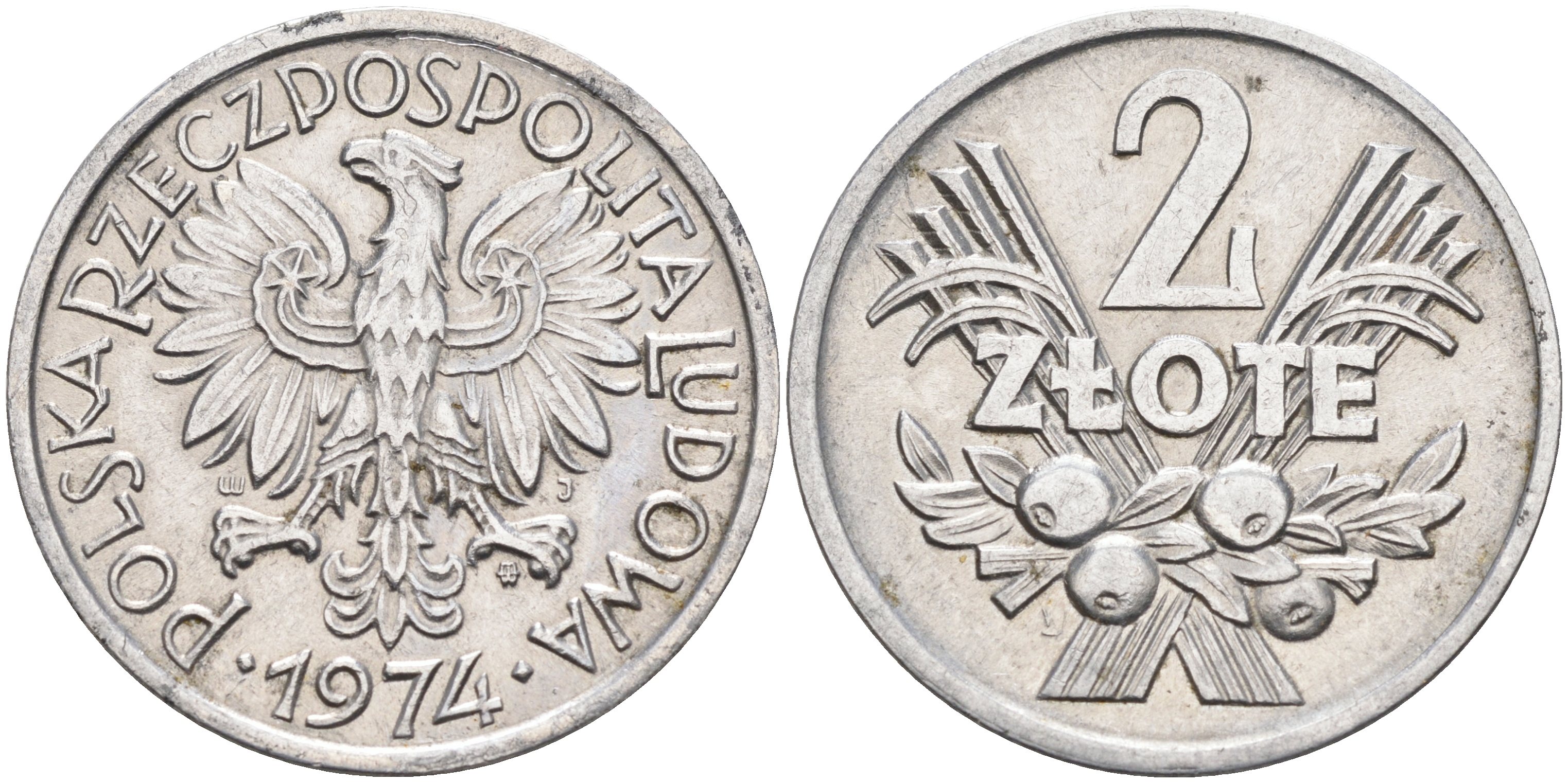 Польша 2 злотых 1974 MW KM 46 алюминий    4140-1143