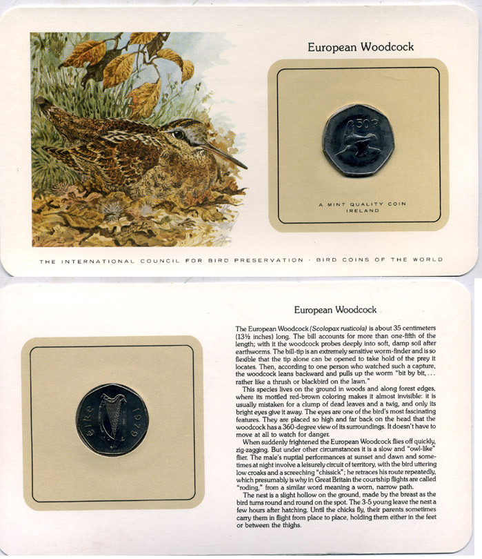 ИРЛАНДИЯ 50 ПЕНСОВ 1979 СЕРИЯ МОНЕТЫ МИРА С ИЗОБРАЖЕНИЕМ ПТИЦ, В ОРИГИНАЛЬНОМ БУКЛЕТЕ С ОПИСАНИЕМ KM 24 медно-никель UNC 5121-17