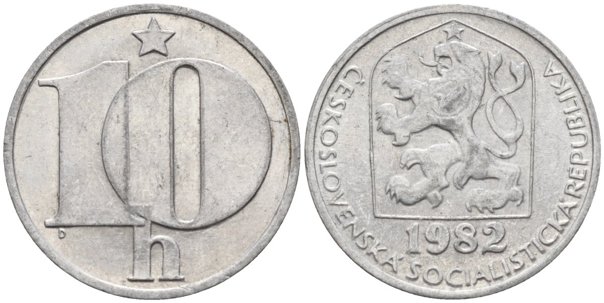Чехословакия 10 геллеров 1982 KM 80 алюминий 4152-746