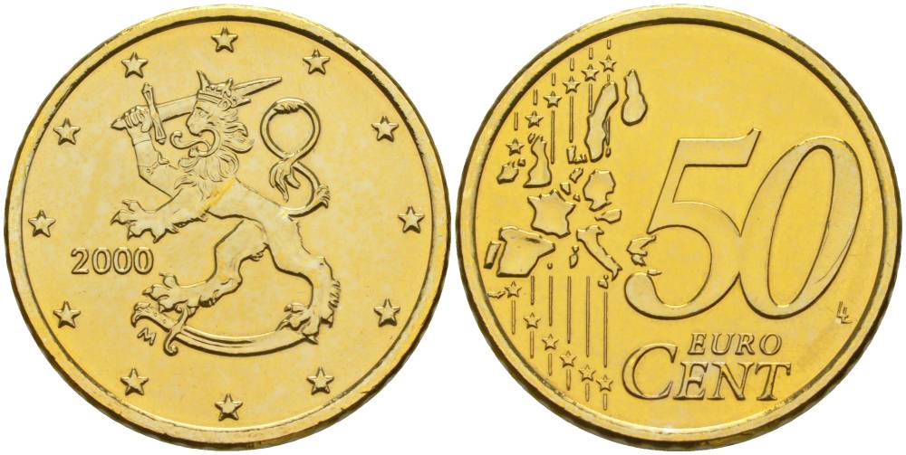 Финляндия 50 евроцентов 2000 KM 103 нордик 68-1141