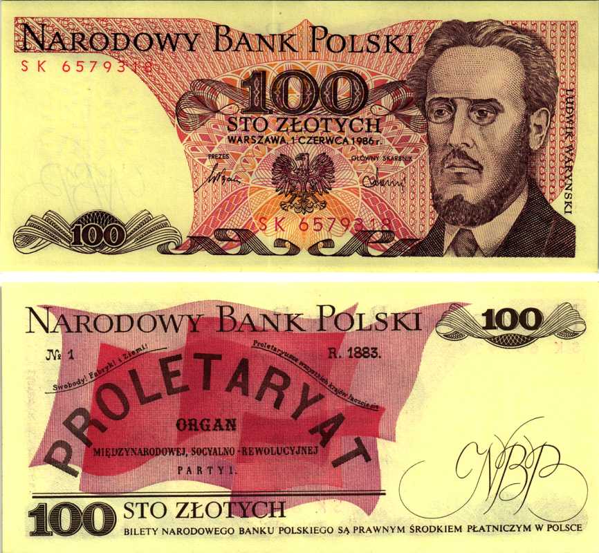 Польша 100 злотых 1986 Людвиг-Фаддей Варынский, манифест социал-революционной партии Pick 143e бумага UNC (пресс) 7487-30-3-2