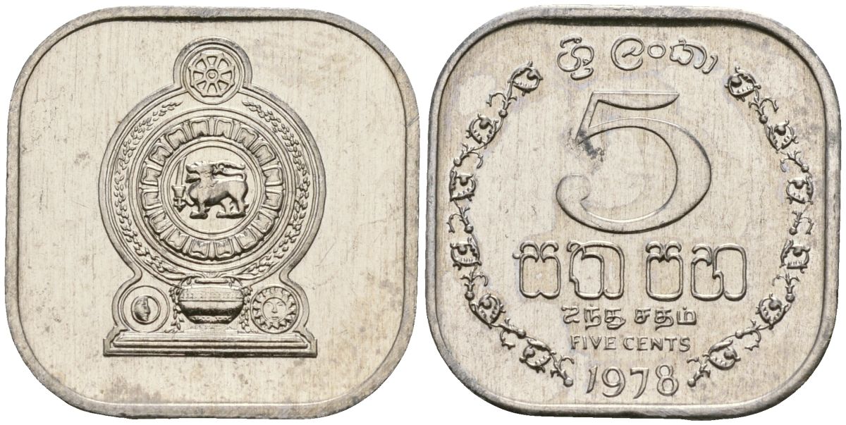 Шри-Ланка 5 центов 1978 KM 139a алюминий 4136-645