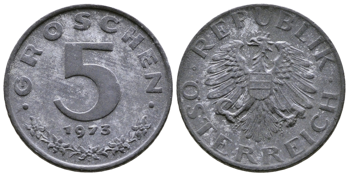 АВСТРИЯ 5 ГРОШЕЙ 1973 KM 2875 цинк 57-1314