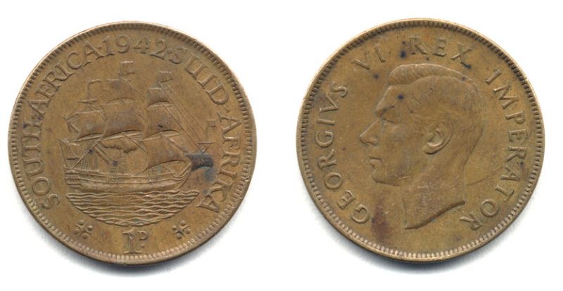 ЮЖНАЯ АФРИКА 1 ПЕННИ 1942 25-646