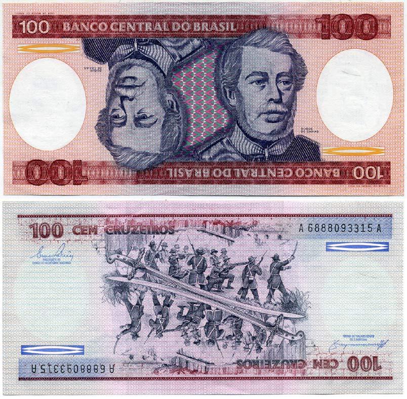 БРАЗИЛИЯ 100 КРУЗЕЙРО 1984 ПОДПИСЬ 21, ГЕОРЦОГ КАКСИАС Pick 198b бумага UNC (ПРЕСС) 7485-3-2