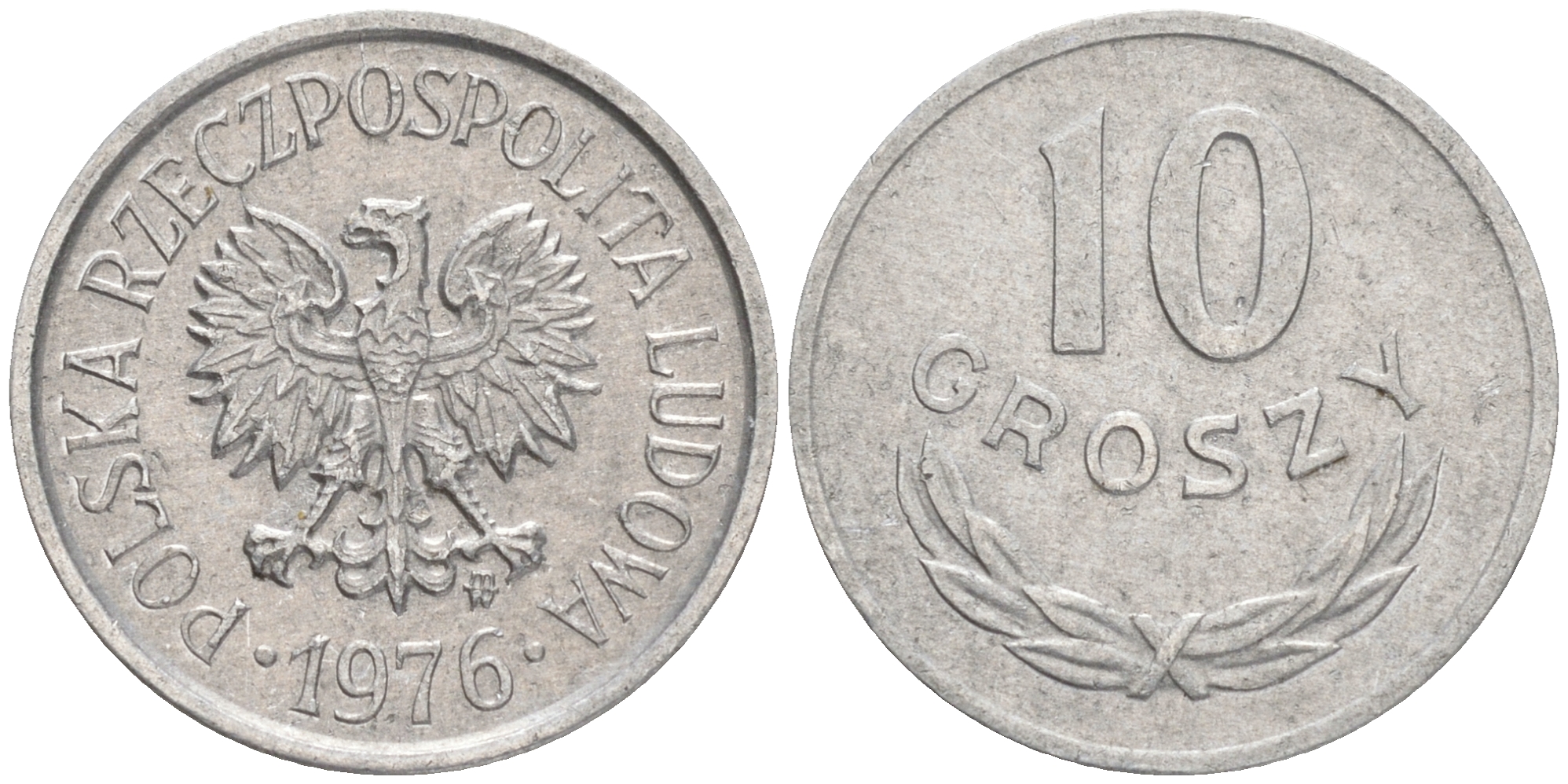 ПОЛЬША 10 ГРОШЕЙ 1976 MW KM АА47 алюминий VF 4528-862