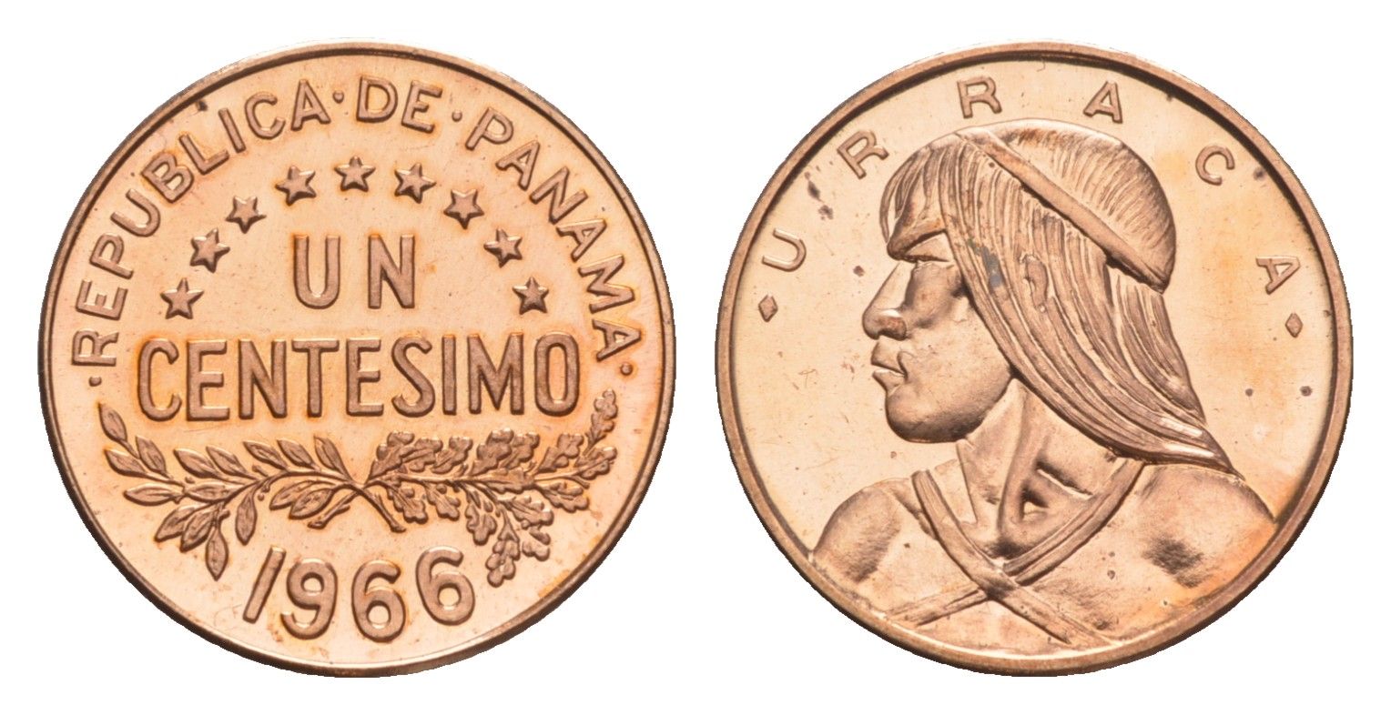 Панама 1 сентесимо 1966 Уррака, тираж 13.000 экземпляров KM 22 бронза PROOF 1526-1224