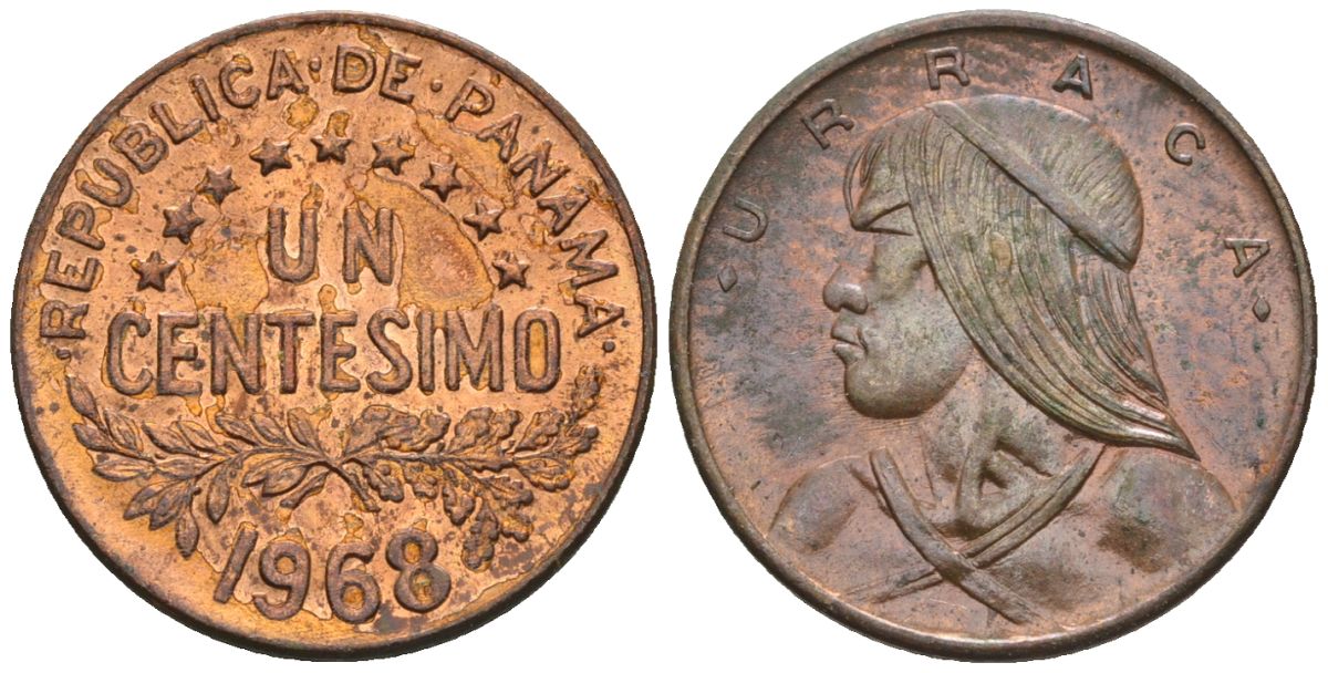 Панама 1 сентесимо 1968  KM 22 бронза  aUNC  4609-827