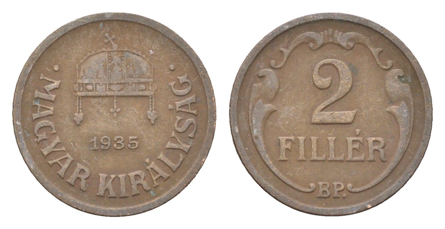 Венгрия 2 филлера 1935 BP KM 506 бронза 4665-446