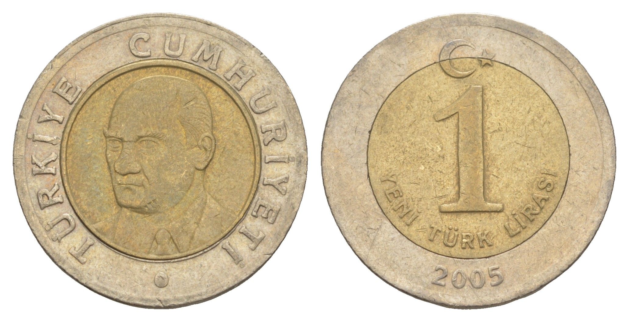 Турция 1 лира 2005 Кемаль Ататюрк KM 1169 биметалл 4650-653