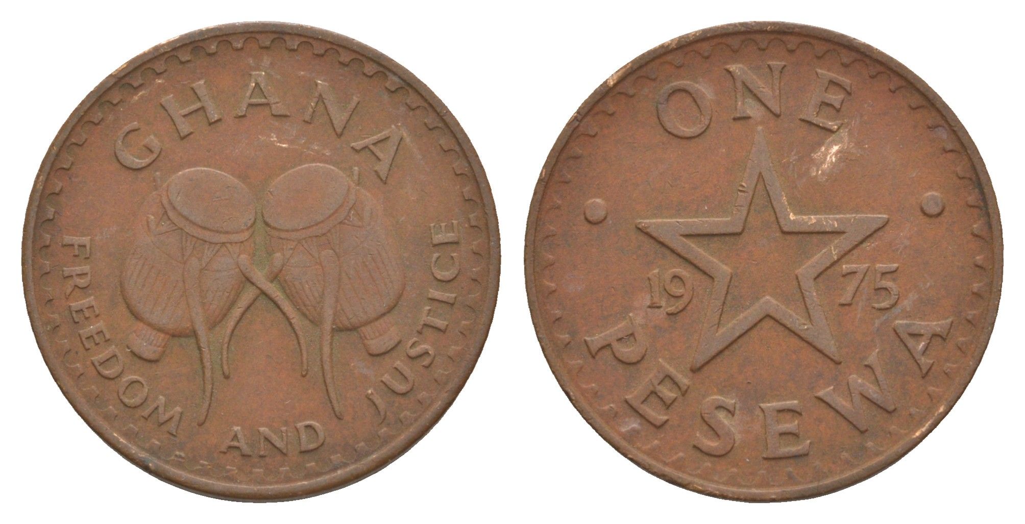 Гана 1 песева 1975 KM 13 бронза 4642-126