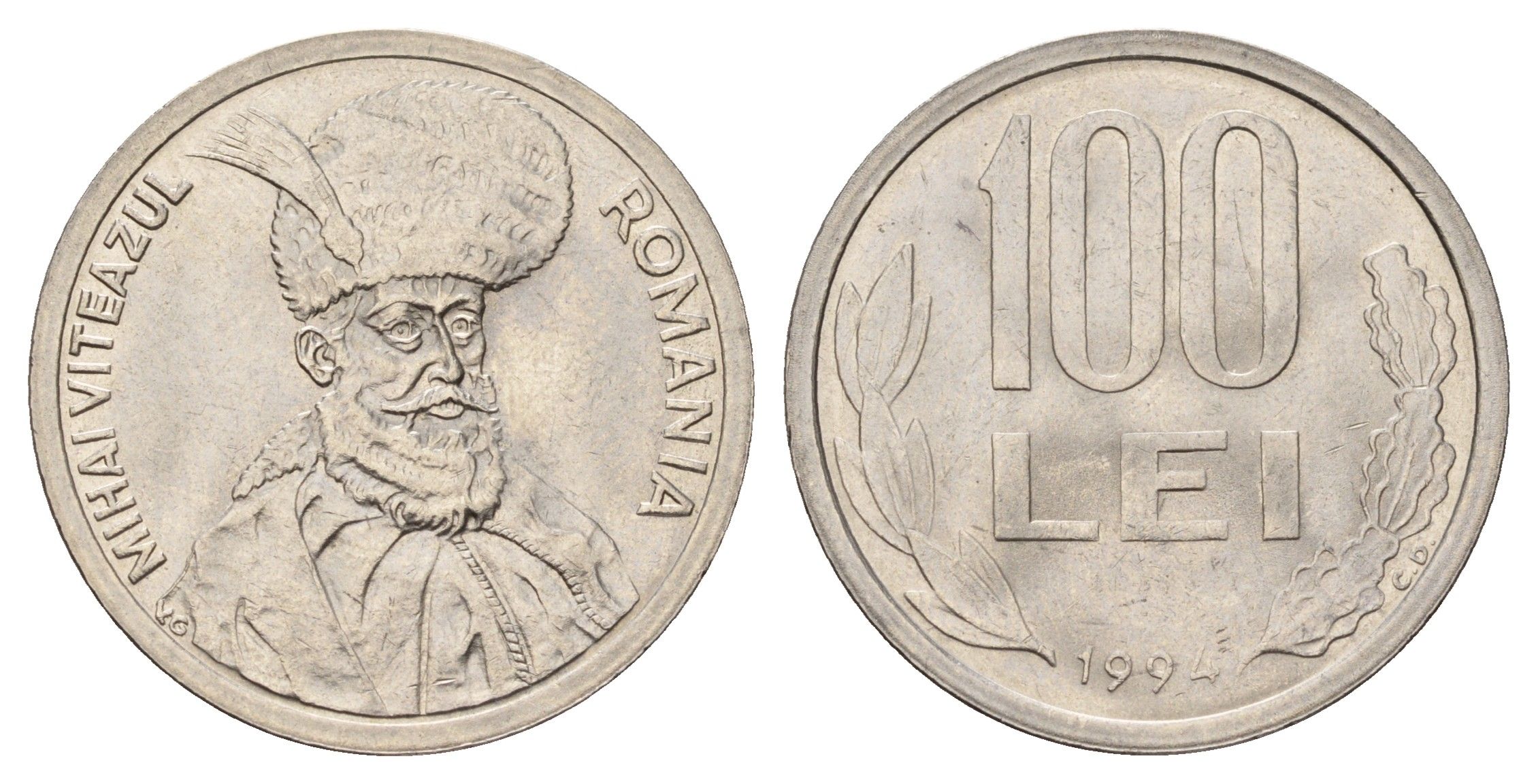 Румыния 100 лей (леев) 1994 Михай Храбрый (1558-1601) KM 111 сталь плакированная никелем UNC 3459-744