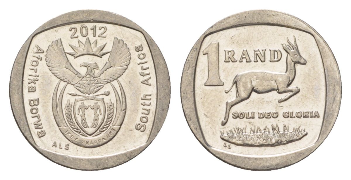 ЮАР 1 ранд 2012 KM 497 медь плакированная никелем UNC 4627-559