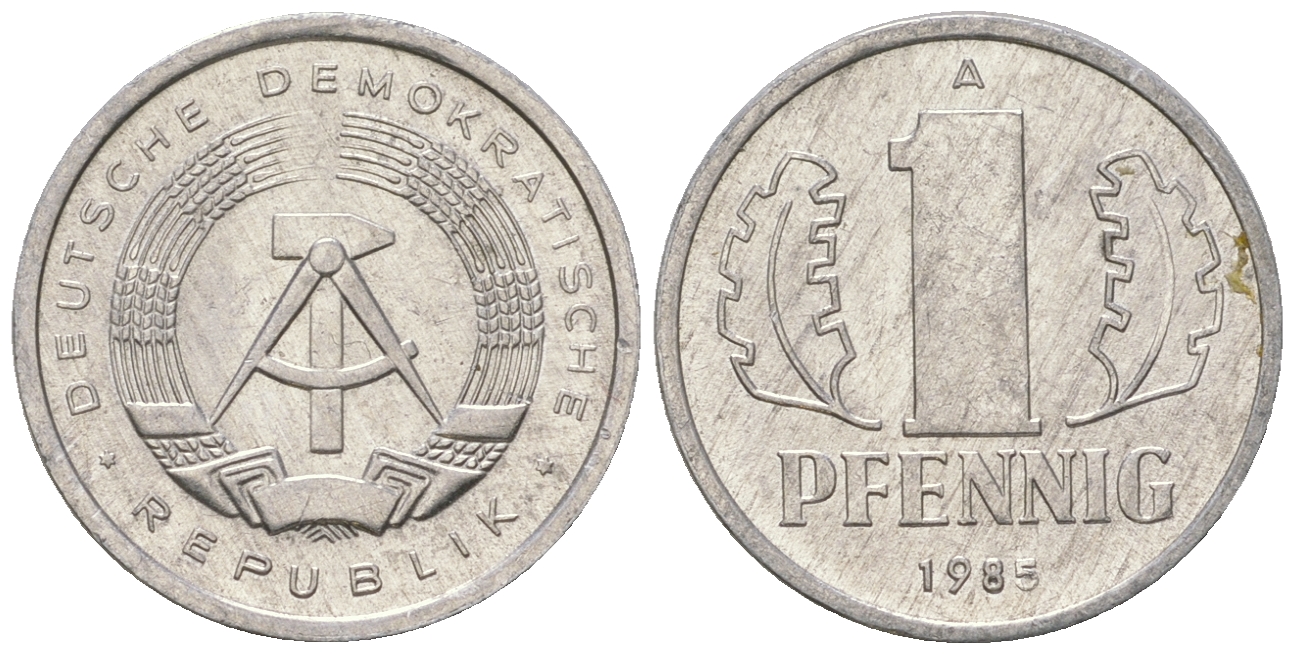ГДР 1 пфенниг 1985 А KM 8.2 алюминий 4651-126